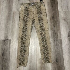 Zara Beige Snake Print Jeans